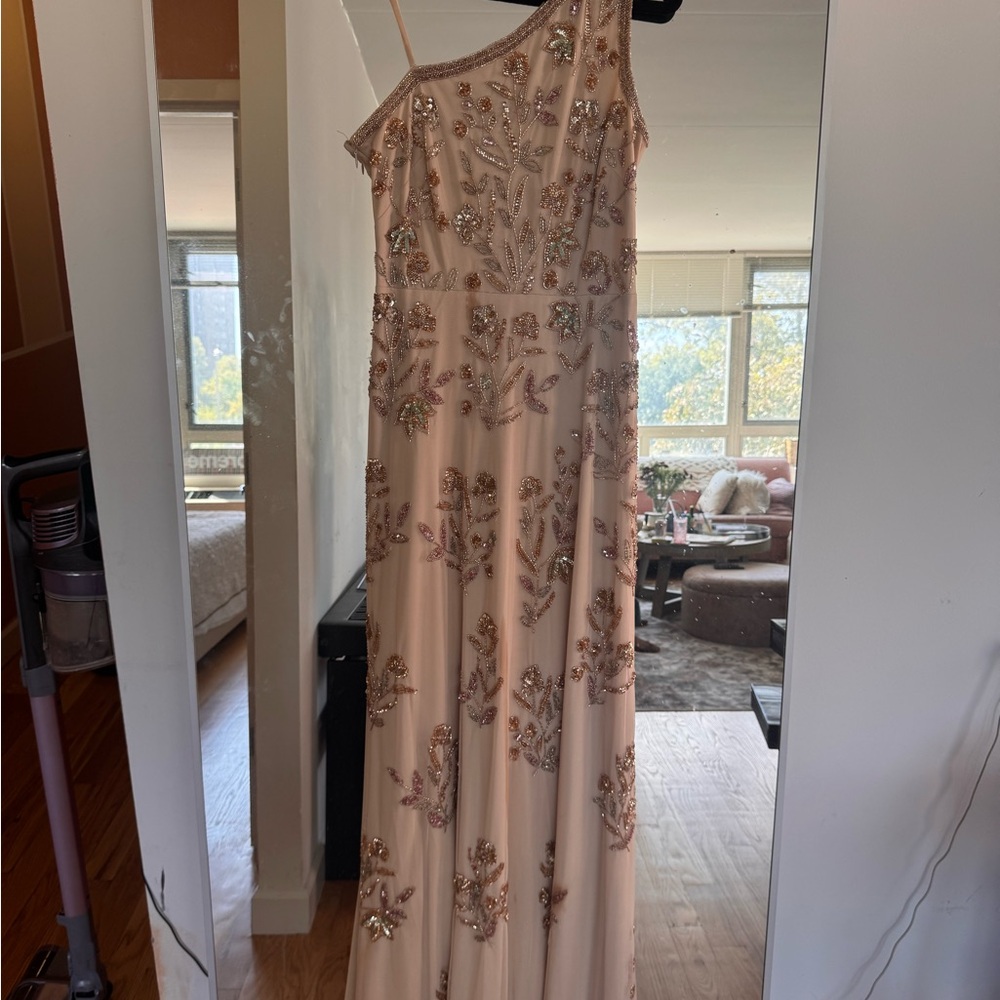 Adrianna Papell Blush Floral One-Shoulder Dress - Picture 4 of 5